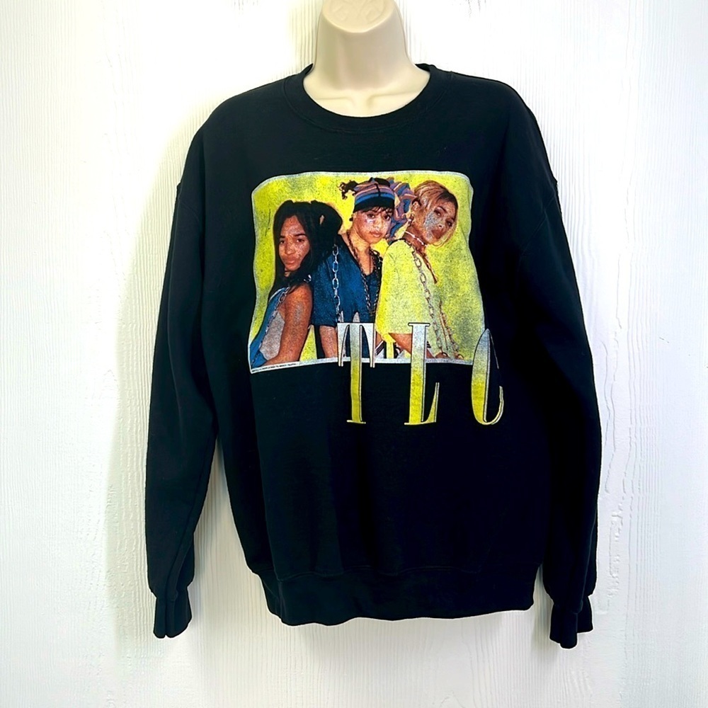 Gildan - TLC Band Group Graphic Black Long Sleeve Sweatshirt Size Medium